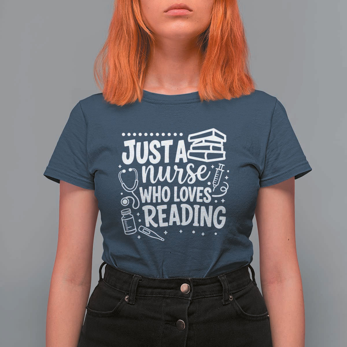 Just A Nurse Who Loves Reading T Shirt For Women Funny Medical Bookworm Gift