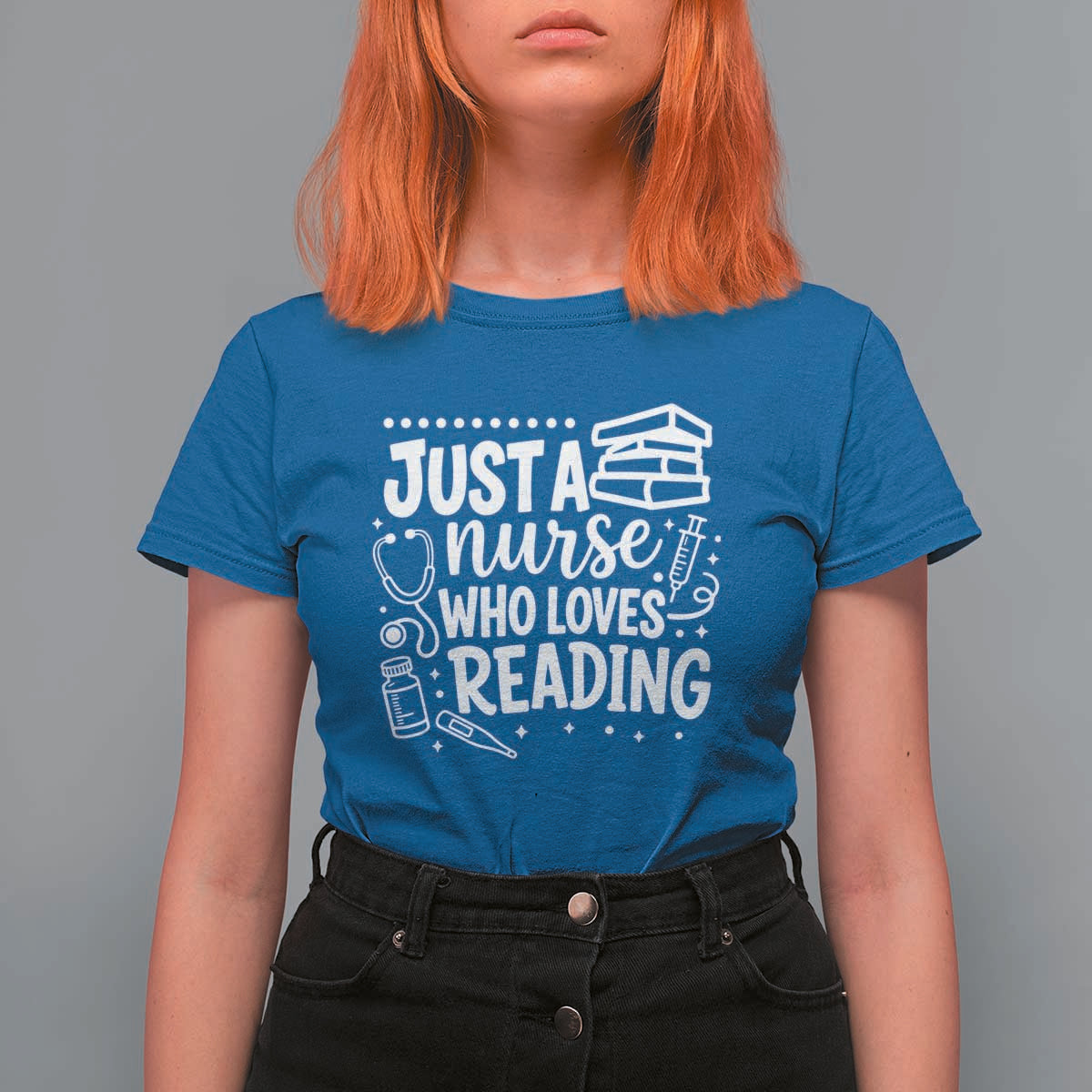 Just A Nurse Who Loves Reading T Shirt For Women Funny Medical Bookworm Gift