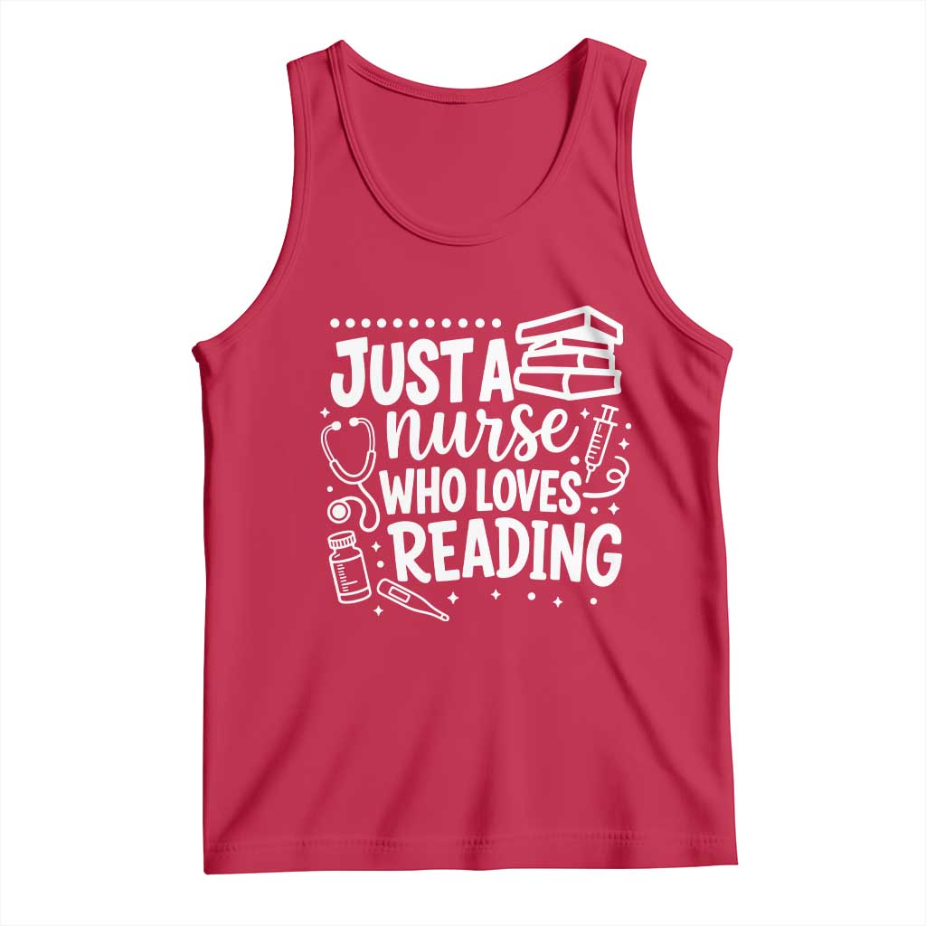 Just A Nurse Who Loves Reading Tank Top Funny Medical Bookworm Gift