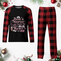 Just A Nurse Who Loves Reading Plaid Pajama Set Book Lover Nurse