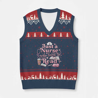 Just A Nurse Who Loves Reading V-Neck Knit Sweater Vest Book Lover Nurse