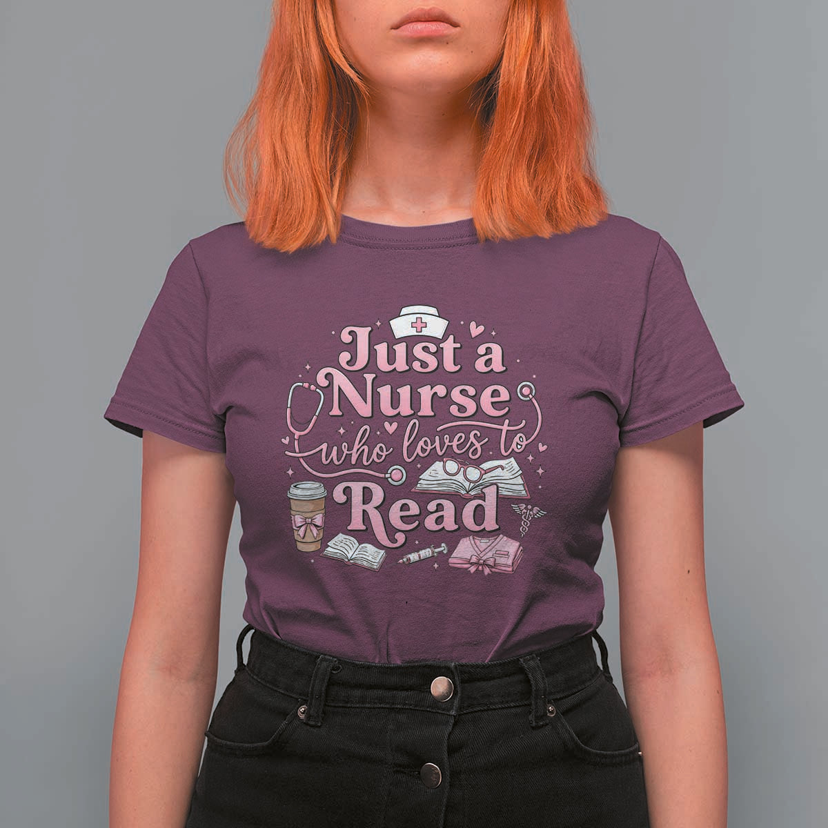Just A Nurse Who Loves Reading T Shirt For Women Book Lover Nurse