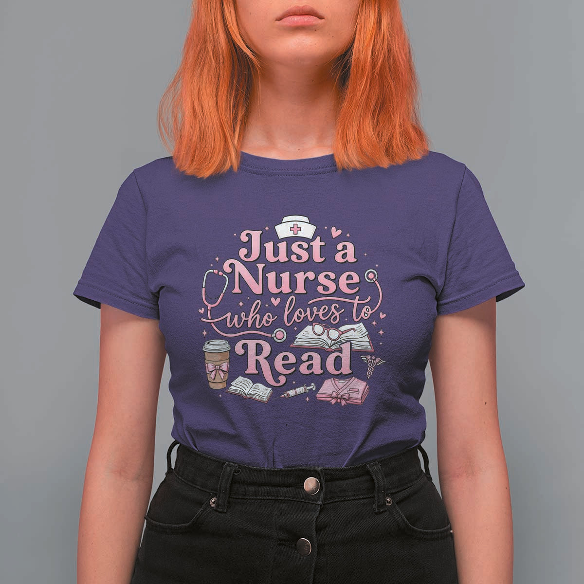 Just A Nurse Who Loves Reading T Shirt For Women Book Lover Nurse