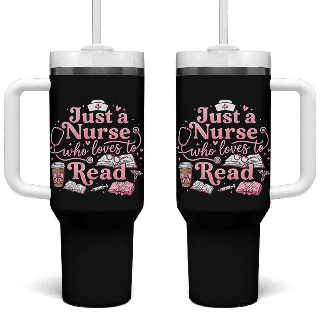 Just A Nurse Who Loves Reading Tumbler With Handle Book Lover Nurse