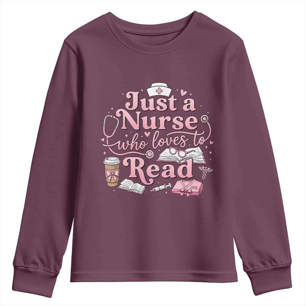 Just A Nurse Who Loves Reading Youth Sweatshirt Book Lover Nurse