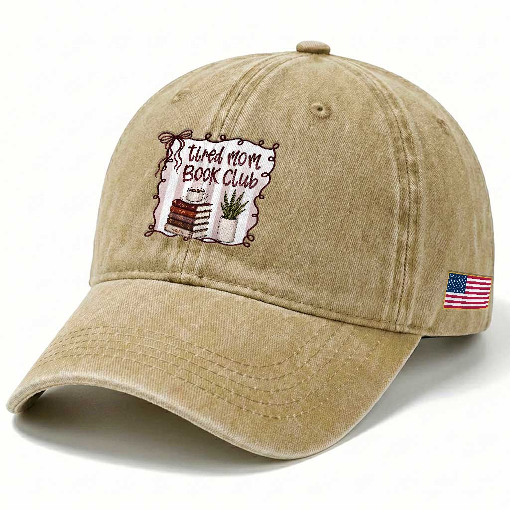 Tired Moms Book Club Washed Cotton Baseball Cap Funny Coffee And Books Mom Gift