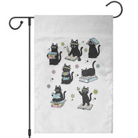 Bookish Black Cat Garden Flag Funny Librarian Cat Lover Gift