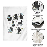 Bookish Black Cat Garden Flag Funny Librarian Cat Lover Gift