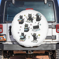 Bookish Black Cat Spare Tire Cover Funny Librarian Cat Lover Gift