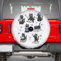 Bookish Black Cat Spare Tire Cover Funny Librarian Cat Lover Gift