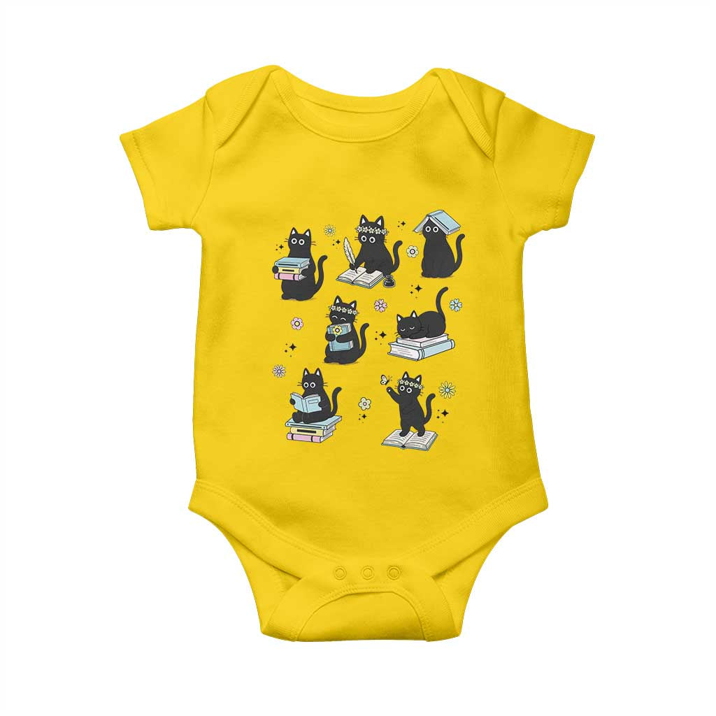 Bookish Black Cat Baby Onesie Funny Librarian Cat Lover Gift