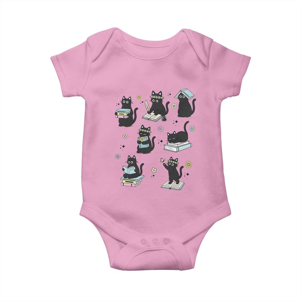 Bookish Black Cat Baby Onesie Funny Librarian Cat Lover Gift