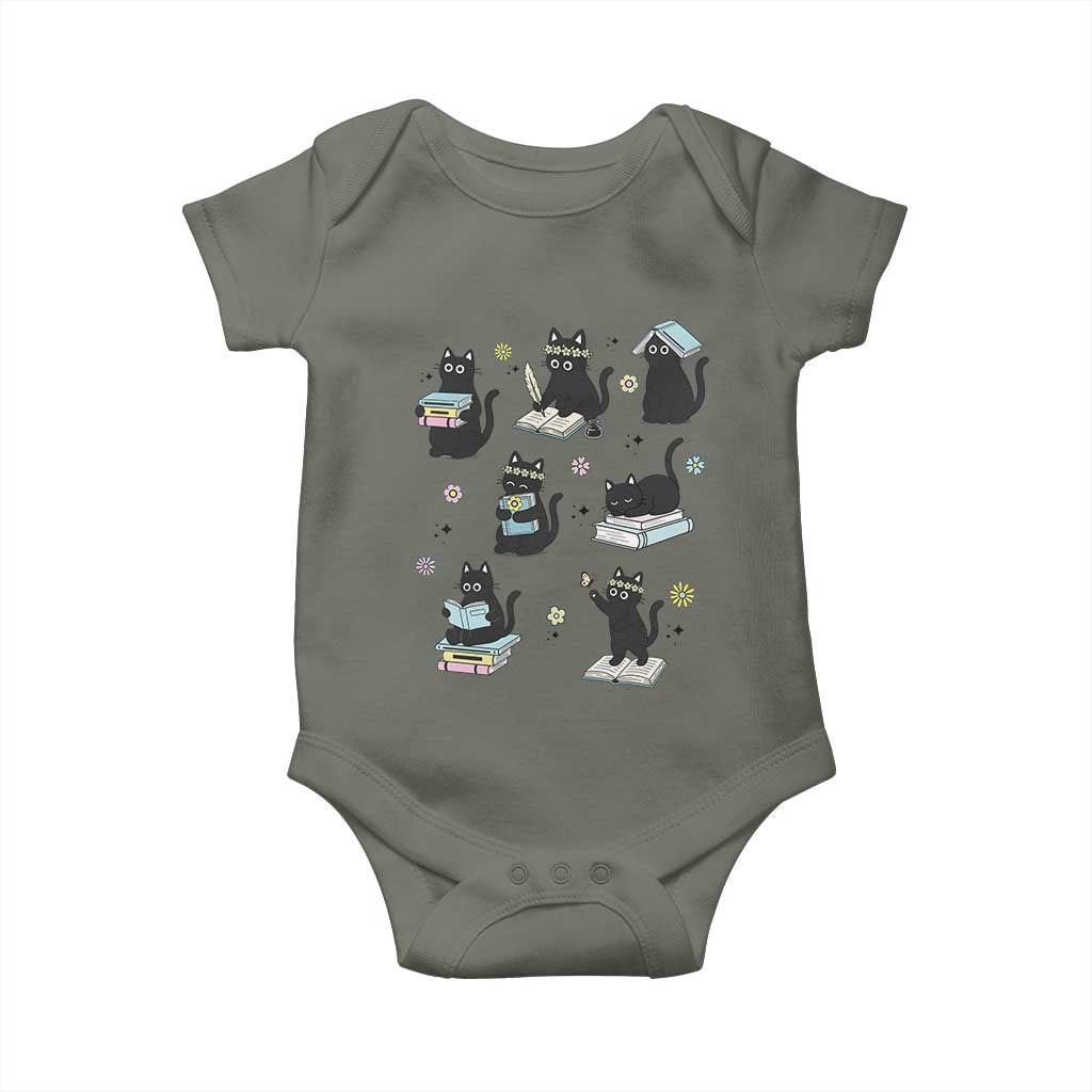 Bookish Black Cat Baby Onesie Funny Librarian Cat Lover Gift