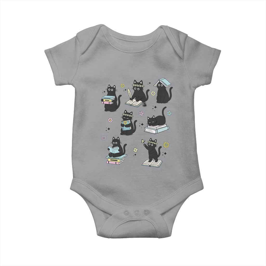 Bookish Black Cat Baby Onesie Funny Librarian Cat Lover Gift