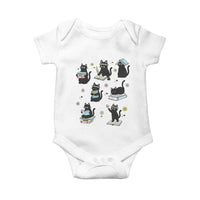 Bookish Black Cat Baby Onesie Funny Librarian Cat Lover Gift