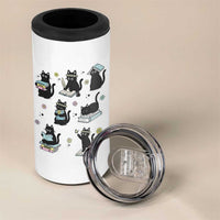 Bookish Black Cat 4 in 1 Can Cooler Tumbler Funny Librarian Cat Lover Gift