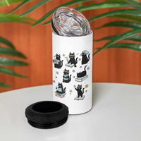 Bookish Black Cat 4 in 1 Can Cooler Tumbler Funny Librarian Cat Lover Gift