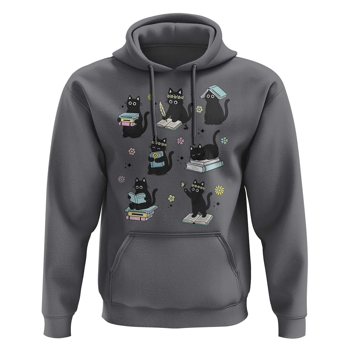 Bookish Black Cat Hoodie Funny Librarian Cat Lover Gift