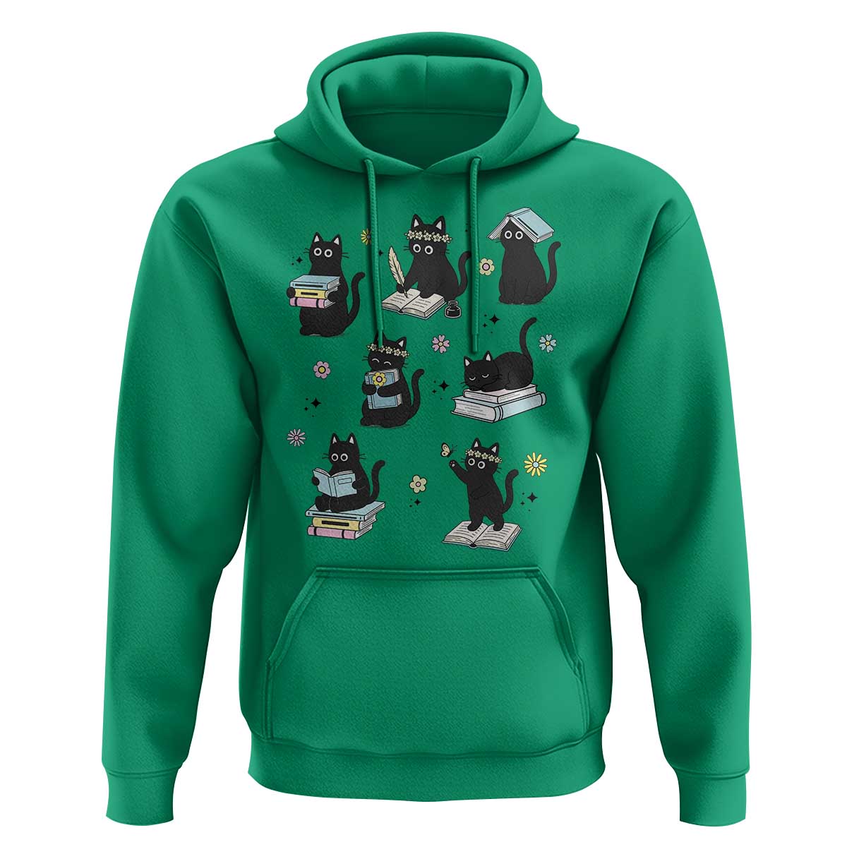Bookish Black Cat Hoodie Funny Librarian Cat Lover Gift