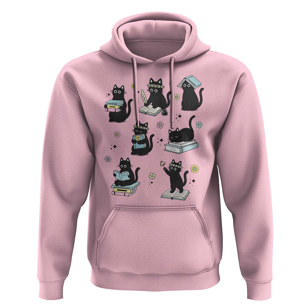 Bookish Black Cat Hoodie Funny Librarian Cat Lover Gift