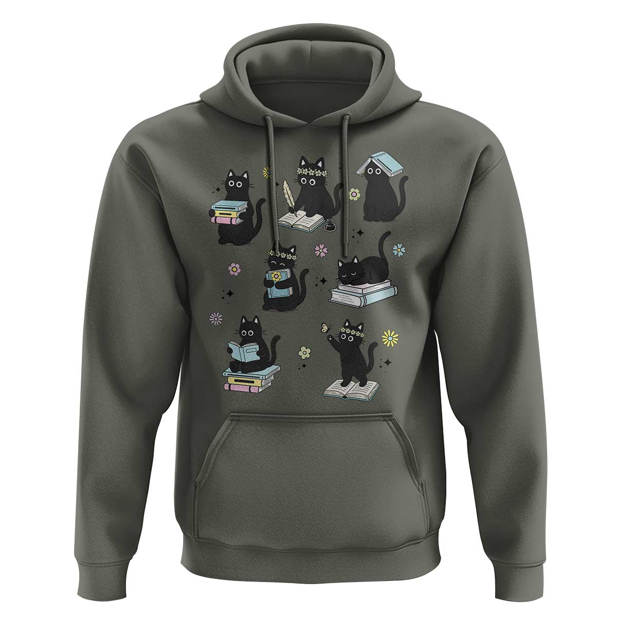 Bookish Black Cat Hoodie Funny Librarian Cat Lover Gift