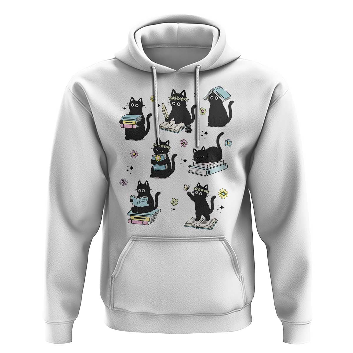 Bookish Black Cat Hoodie Funny Librarian Cat Lover Gift