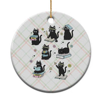 Bookish Black Cat Ceramic Ornament Funny Librarian Cat Lover Gift