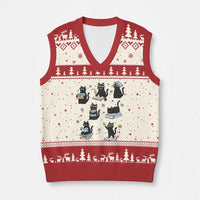 Bookish Black Cat V-Neck Knit Sweater Vest Funny Librarian Cat Lover Gift