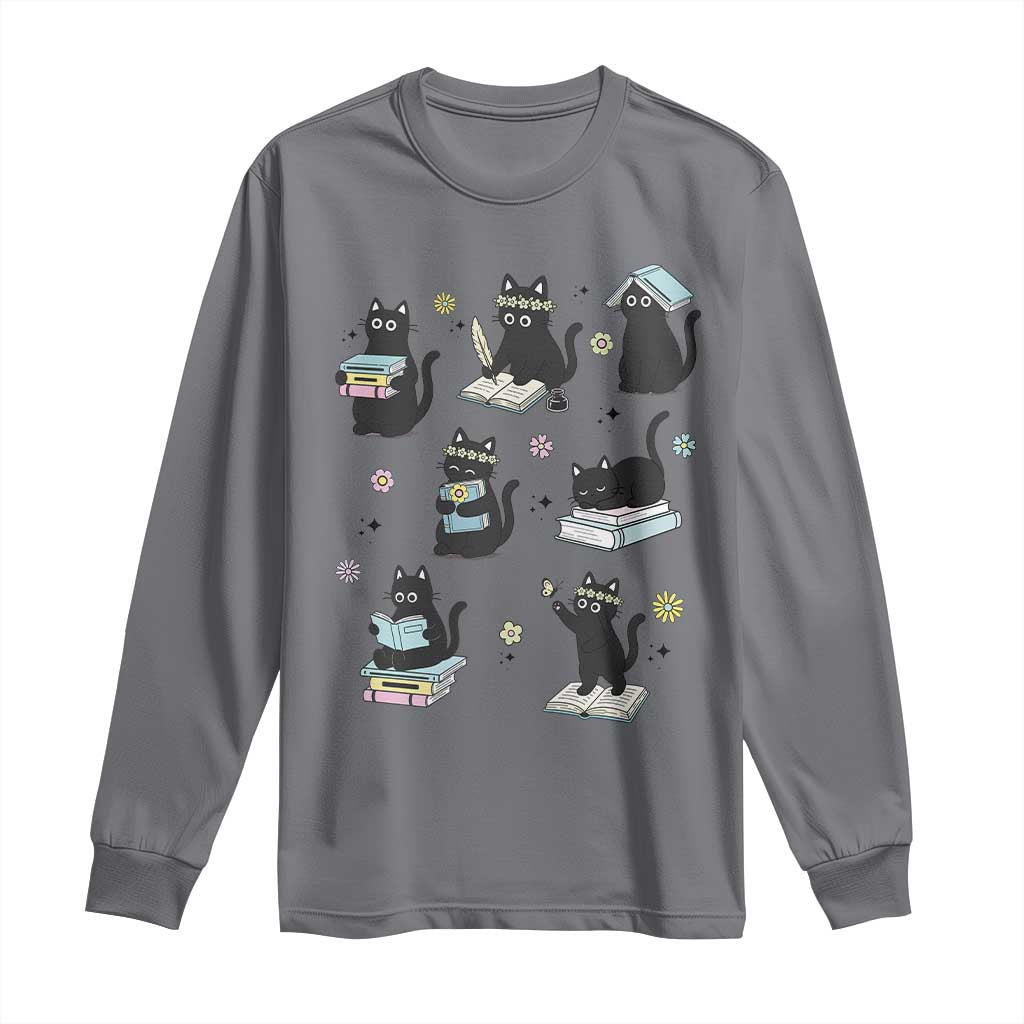 Bookish Black Cat Long Sleeve Shirt Funny Librarian Cat Lover Gift
