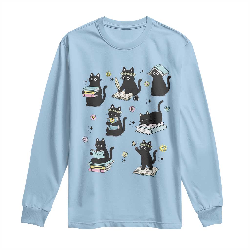 Bookish Black Cat Long Sleeve Shirt Funny Librarian Cat Lover Gift