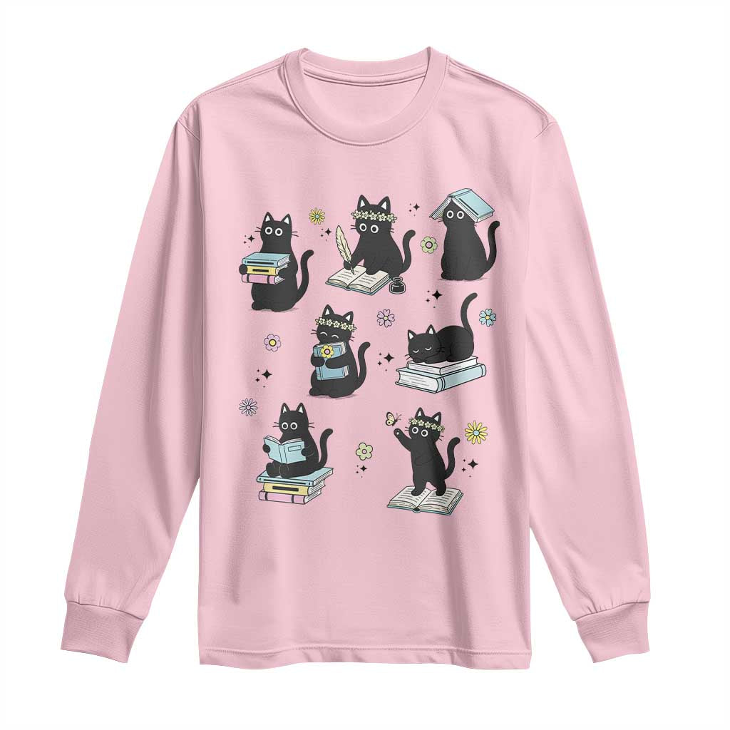 Bookish Black Cat Long Sleeve Shirt Funny Librarian Cat Lover Gift