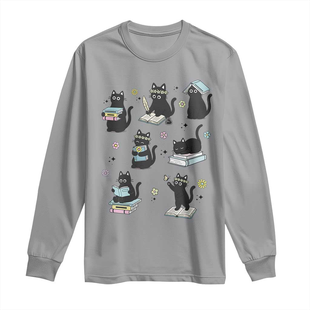 Bookish Black Cat Long Sleeve Shirt Funny Librarian Cat Lover Gift