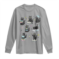 Bookish Black Cat Long Sleeve Shirt Funny Librarian Cat Lover Gift