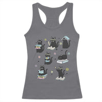 Bookish Black Cat Racerback Tank Top Funny Librarian Cat Lover Gift