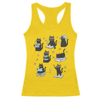 Bookish Black Cat Racerback Tank Top Funny Librarian Cat Lover Gift