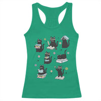 Bookish Black Cat Racerback Tank Top Funny Librarian Cat Lover Gift