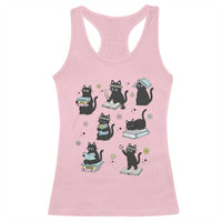 Bookish Black Cat Racerback Tank Top Funny Librarian Cat Lover Gift