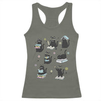Bookish Black Cat Racerback Tank Top Funny Librarian Cat Lover Gift