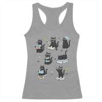 Bookish Black Cat Racerback Tank Top Funny Librarian Cat Lover Gift
