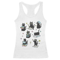 Bookish Black Cat Racerback Tank Top Funny Librarian Cat Lover Gift