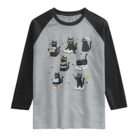 Bookish Black Cat Raglan Shirt Funny Librarian Cat Lover Gift