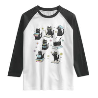 Bookish Black Cat Raglan Shirt Funny Librarian Cat Lover Gift