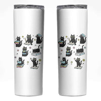 Bookish Black Cat Skinny Tumbler Funny Librarian Cat Lover Gift