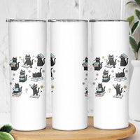 Bookish Black Cat Skinny Tumbler Funny Librarian Cat Lover Gift