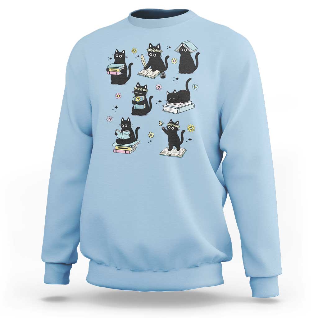 Bookish Black Cat Sweatshirt Funny Librarian Cat Lover Gift