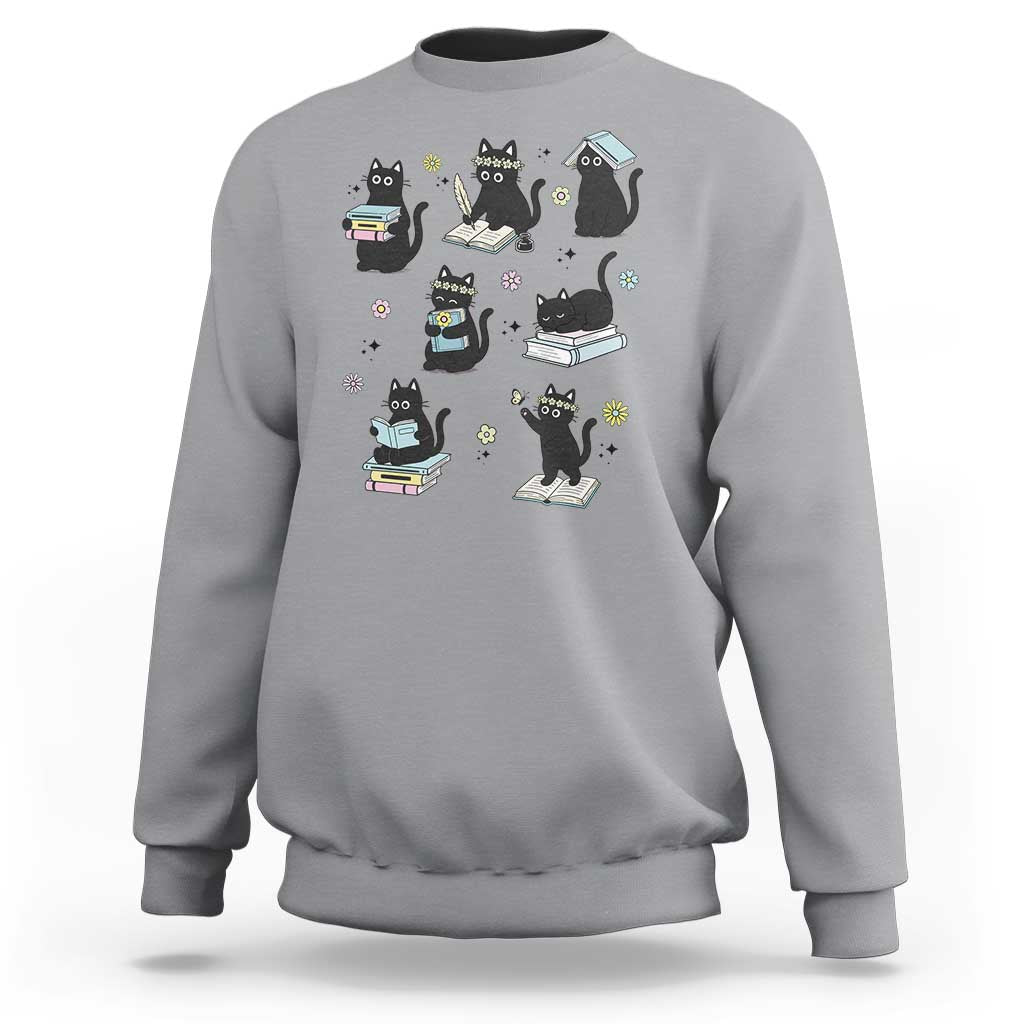 Bookish Black Cat Sweatshirt Funny Librarian Cat Lover Gift