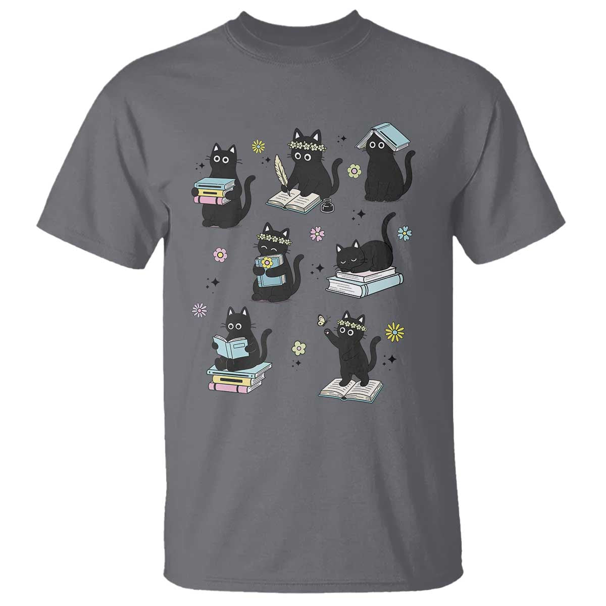 Bookish Black Cat T Shirt Funny Librarian Cat Lover Gift
