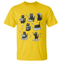Bookish Black Cat T Shirt Funny Librarian Cat Lover Gift