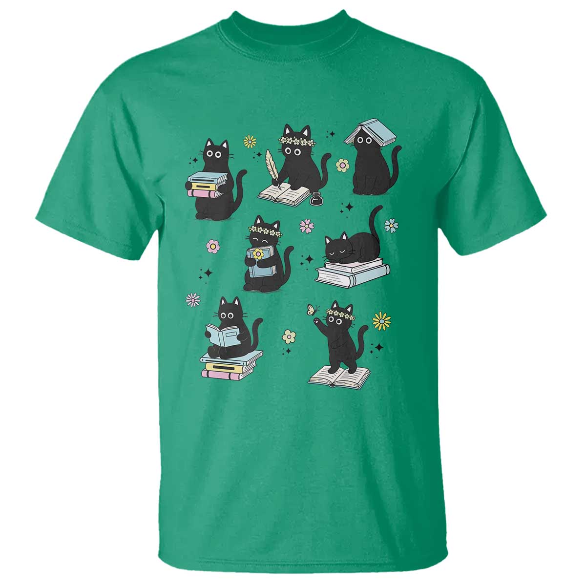 Bookish Black Cat T Shirt Funny Librarian Cat Lover Gift