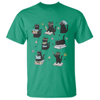 Bookish Black Cat T Shirt Funny Librarian Cat Lover Gift